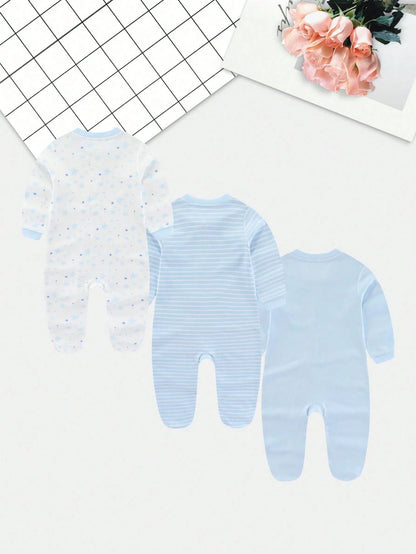3 Pieces Baby Boy Girl 0-12months Fashion Long Sleeve Rompers Soft Newborn Clothes Autumn Winter