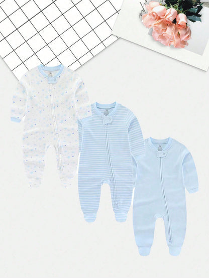 3 Pieces Baby Boy Girl 0-12months Fashion Long Sleeve Rompers Soft Newborn Clothes Autumn Winter