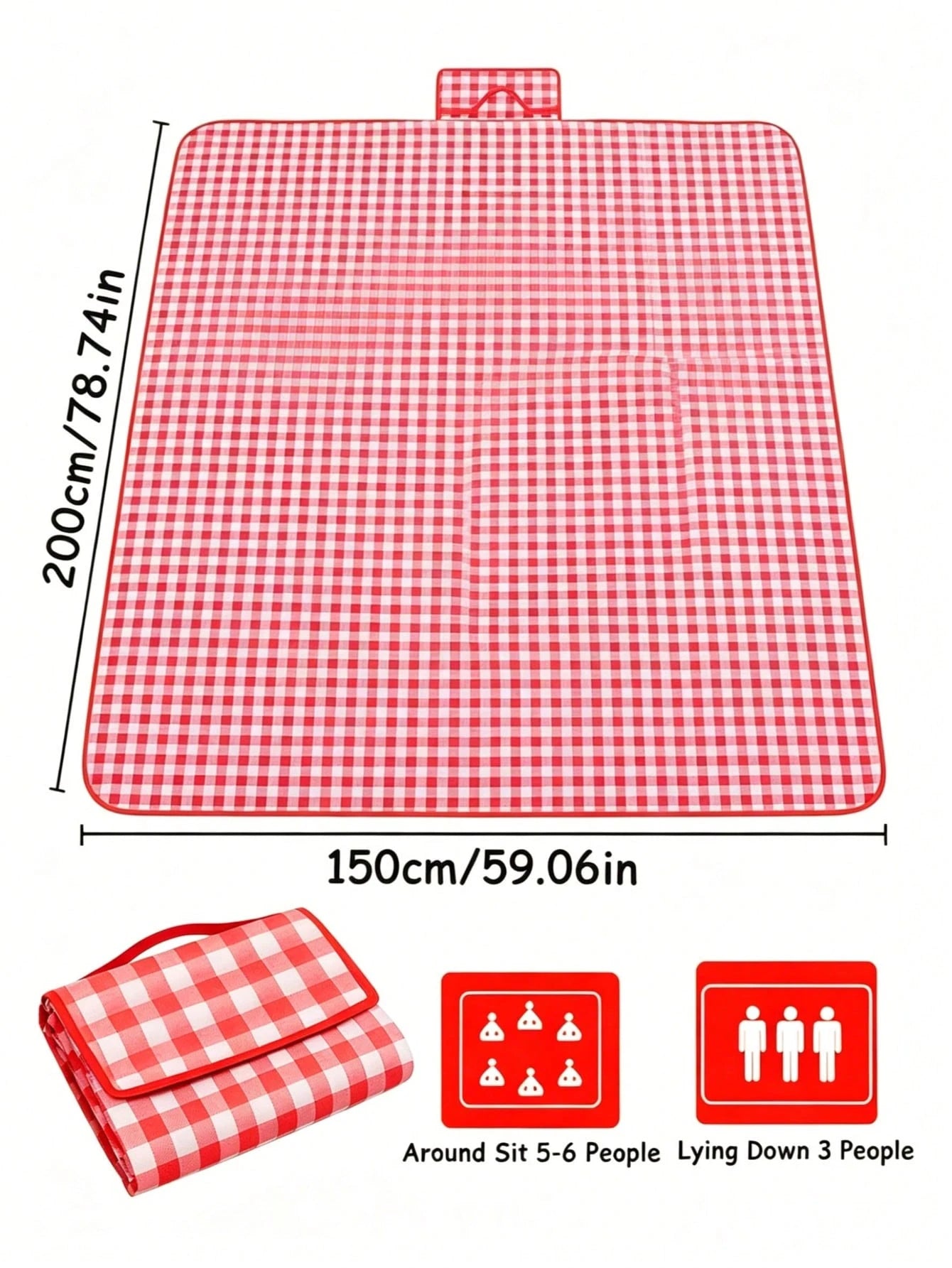 3 Pieces Of Picnic And Camping Tools, Including A 59-Inch X 78-Inch Picnic Mat + 1 Large Insulated Camping Bag + 1 180ml Folding Water Cup.