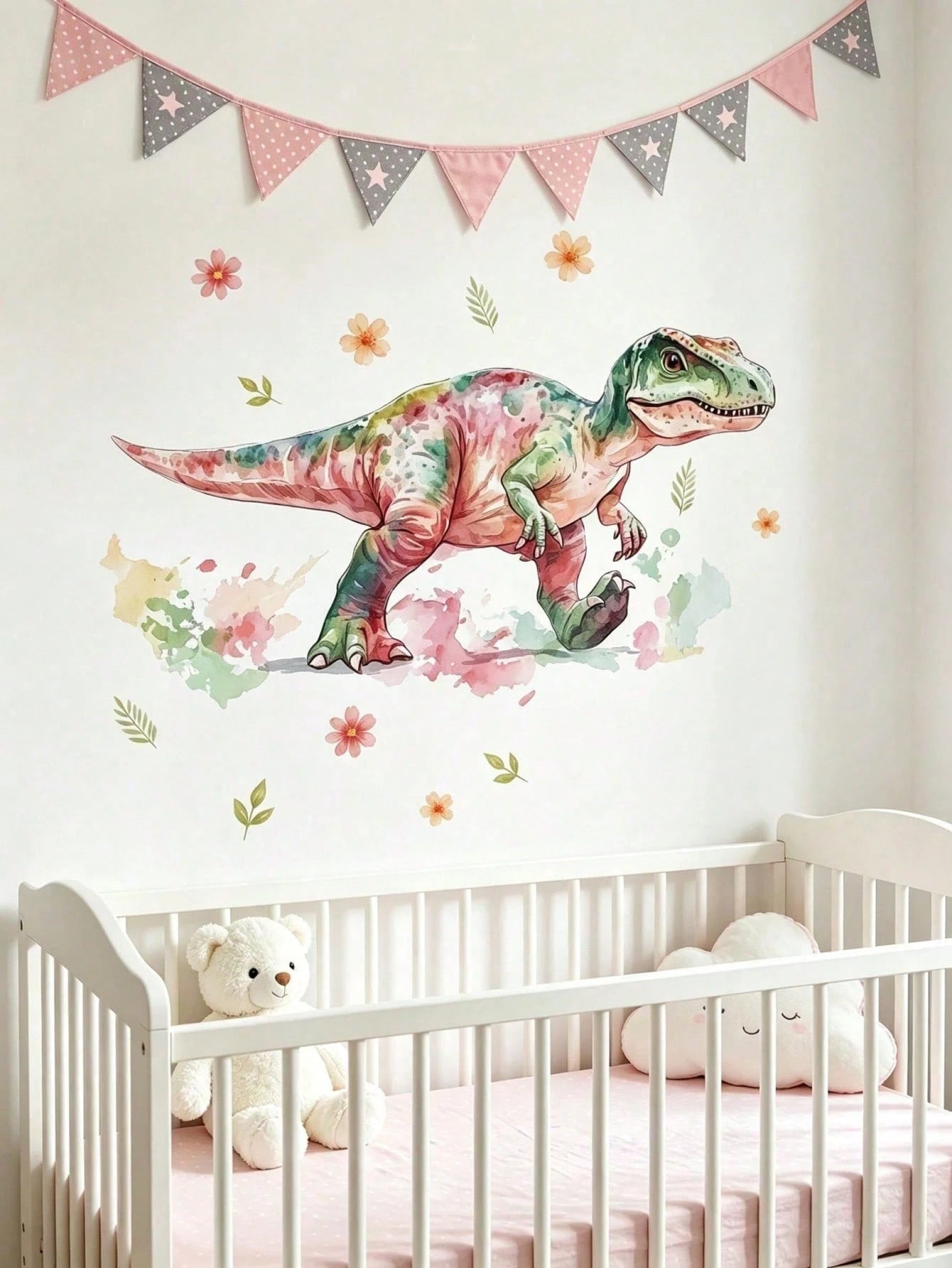 3 Styles Dinosaur Robot Nursery Wall Decals, Pink Dino/Robot Stickers, Home Decor, Toddler Bedroom Supplies, Cute Unisex Boy Girl Baby Room Wall Art