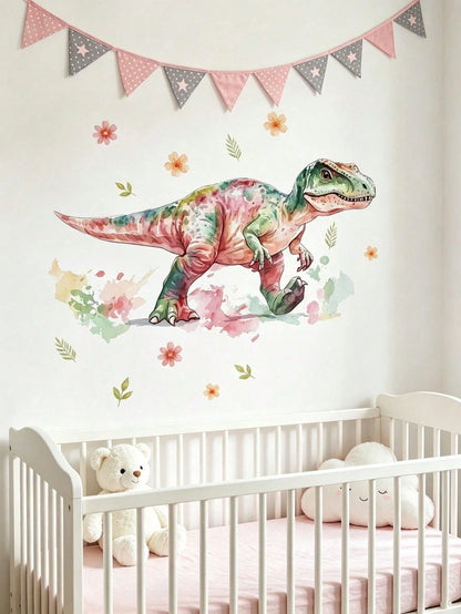 3 Styles Dinosaur Robot Nursery Wall Decals, Pink Dino/Robot Stickers, Home Decor, Toddler Bedroom Supplies, Cute Unisex Boy Girl Baby Room Wall Art