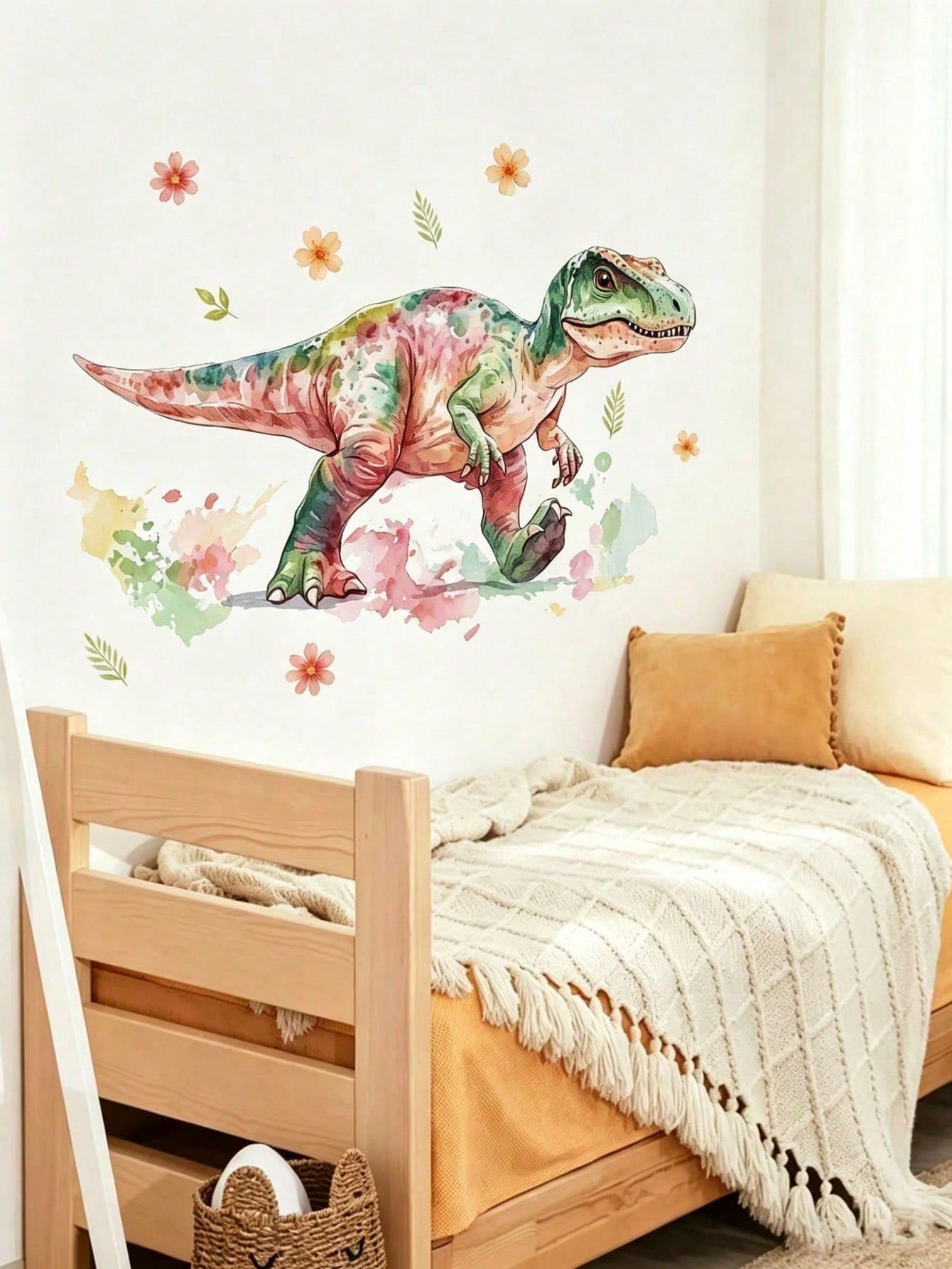 3 Styles Dinosaur Robot Nursery Wall Decals, Pink Dino/Robot Stickers, Home Decor, Toddler Bedroom Supplies, Cute Unisex Boy Girl Baby Room Wall Art
