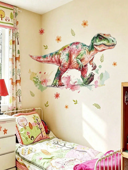 3 Styles Dinosaur Robot Nursery Wall Decals, Pink Dino/Robot Stickers, Home Decor, Toddler Bedroom Supplies, Cute Unisex Boy Girl Baby Room Wall Art