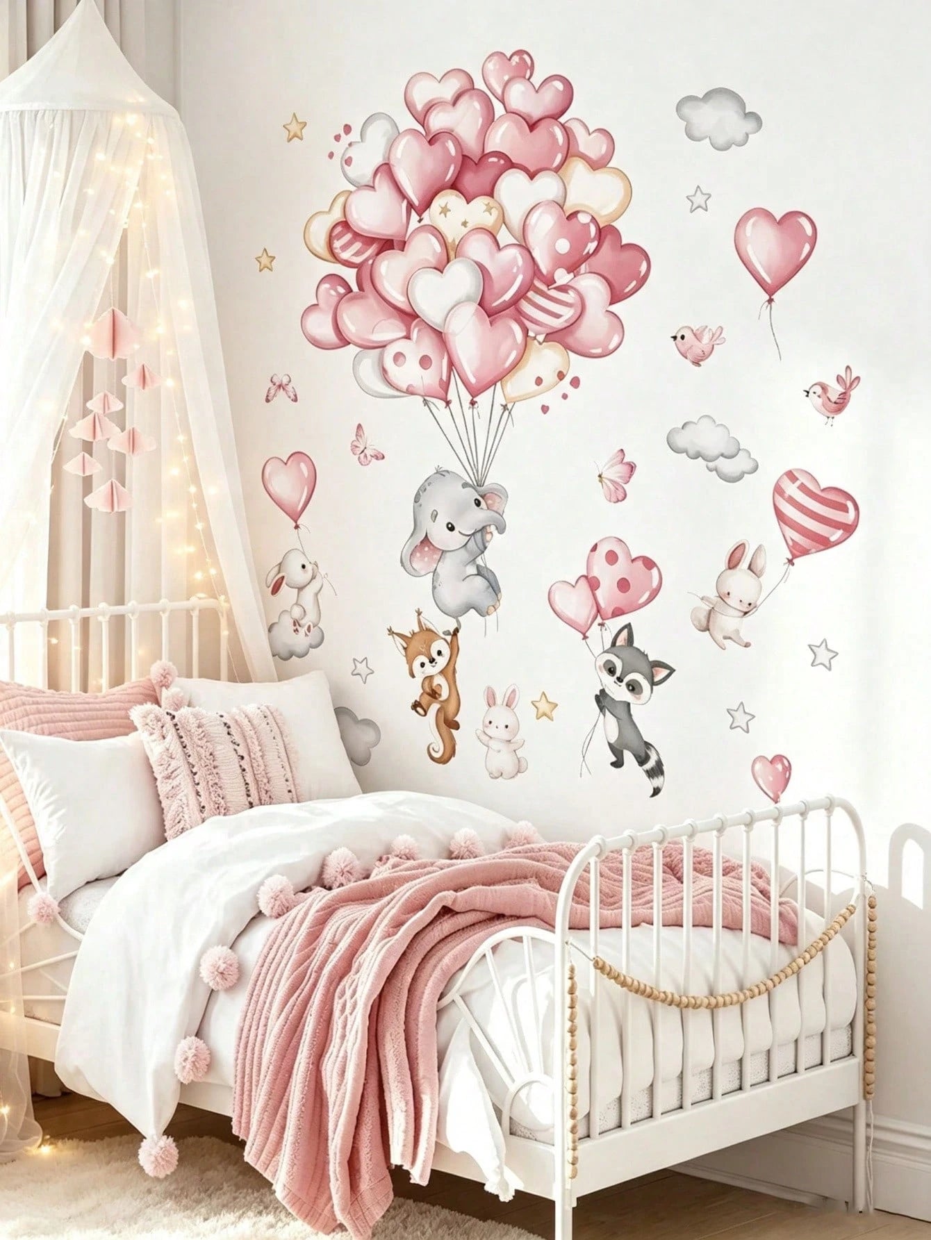3 Styles Nursery Wall Stickers, Balloon Animals, Moon Girl Wolf And Sleeping Bear On Moon Decals, Home Decor, Boys And Girls Bedroom Wall Art