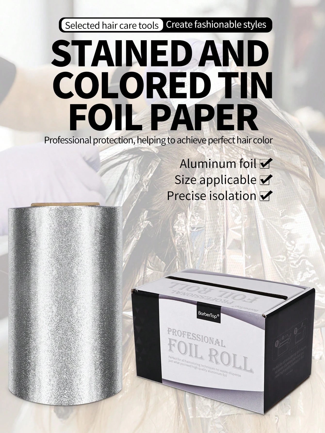 30m/50m Long Embossed Silver Aluminum Foil Roll- Salon Aluminum Foil For Highlighting Long Hair, Highlighting Hair Kit, Hairstylist Salon Aluminum Foil Paper Tin Foil, Hair, Barber, Hair Tools, Hair