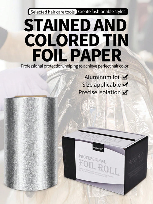 30m/50m Long Embossed Silver Aluminum Foil Roll- Salon Aluminum Foil For Highlighting Long Hair, Highlighting Hair Kit, Hairstylist Salon Aluminum Foil Paper Tin Foil, Hair, Barber, Hair Tools, Hair