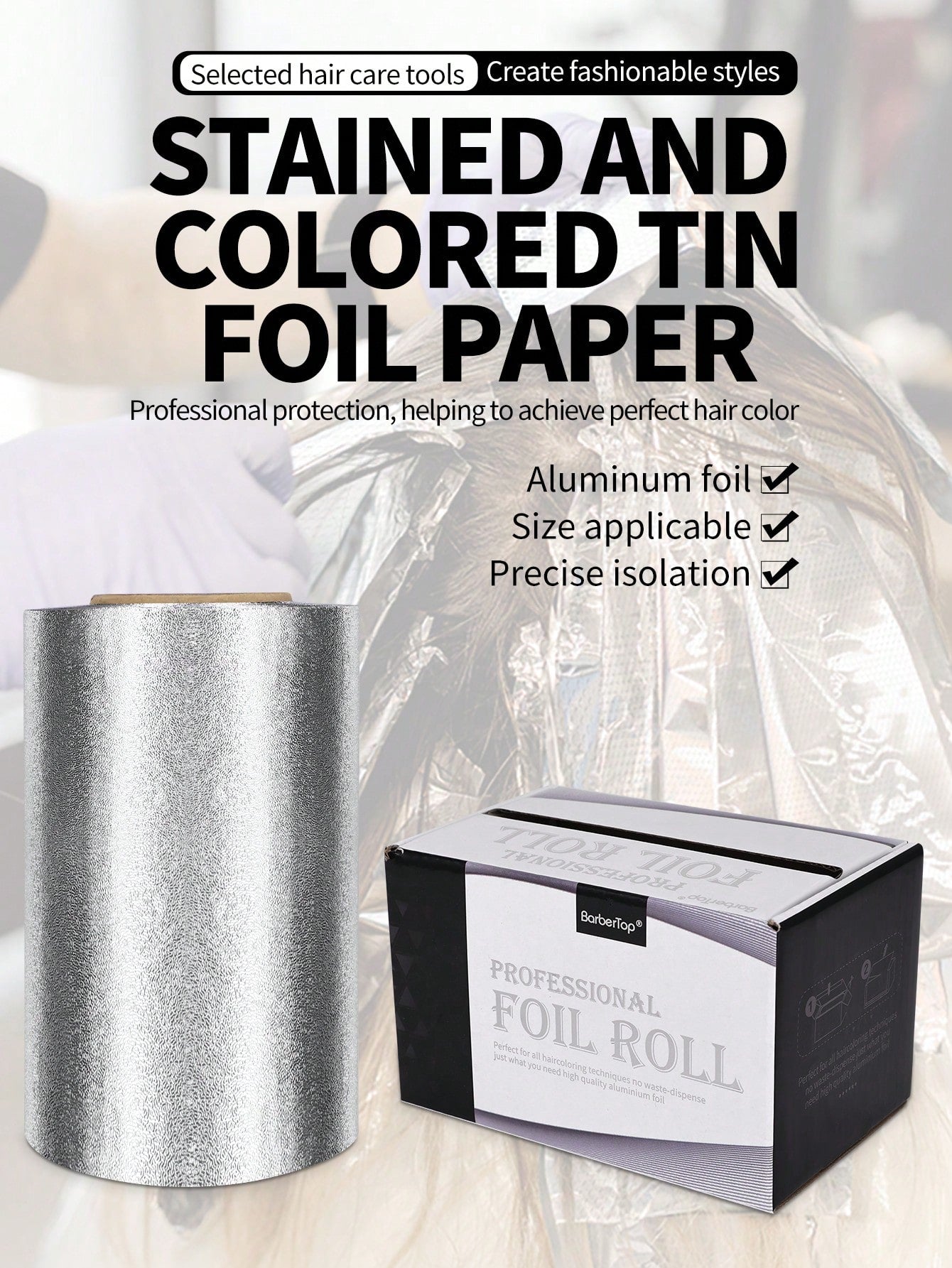 30m/50m Long Embossed Silver Aluminum Foil Roll- Salon Aluminum Foil For Highlighting Long Hair, Highlighting Hair Kit, Hairstylist Salon Aluminum Foil Paper Tin Foil, Hair, Barber, Hair Tools, Hair