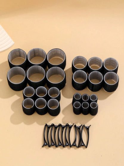 36pcs Self-Adhesive Hair Rollers Set For Different Hair Lengths, Heatless Curlers With Clips As Diy Hair Styling Tool