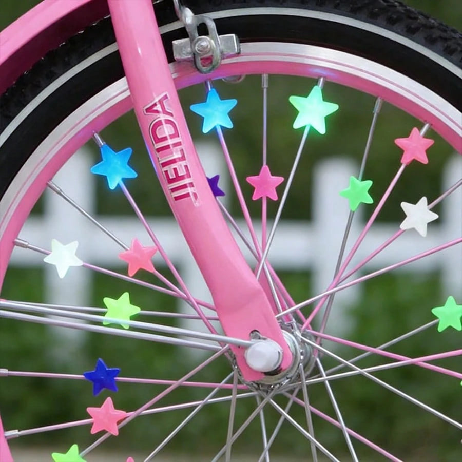 38pcs Glow-In-The-Dark Spoke Beads & Valve Caps- Glowable Star Wheel Nipples Suitable For Night Riding, Wheel Decoration, Holiday Gifts For Cyclists, For Types