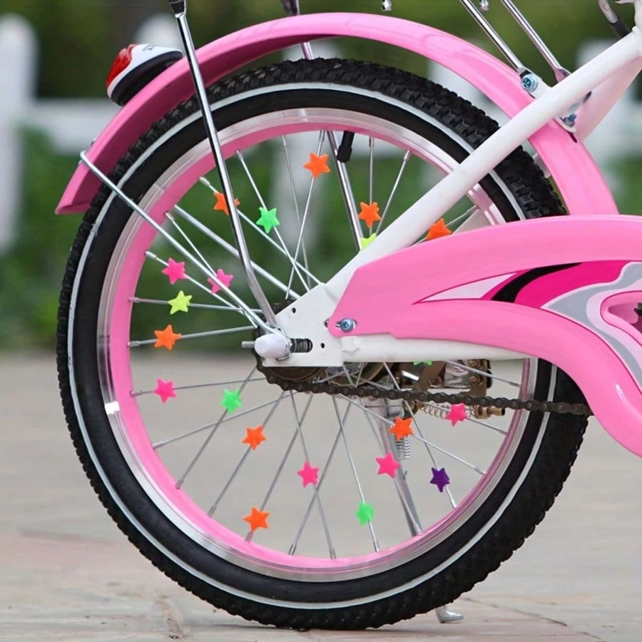38pcs Glow-In-The-Dark Spoke Beads & Valve Caps- Glowable Star Wheel Nipples Suitable For Night Riding, Wheel Decoration, Holiday Gifts For Cyclists, For Types