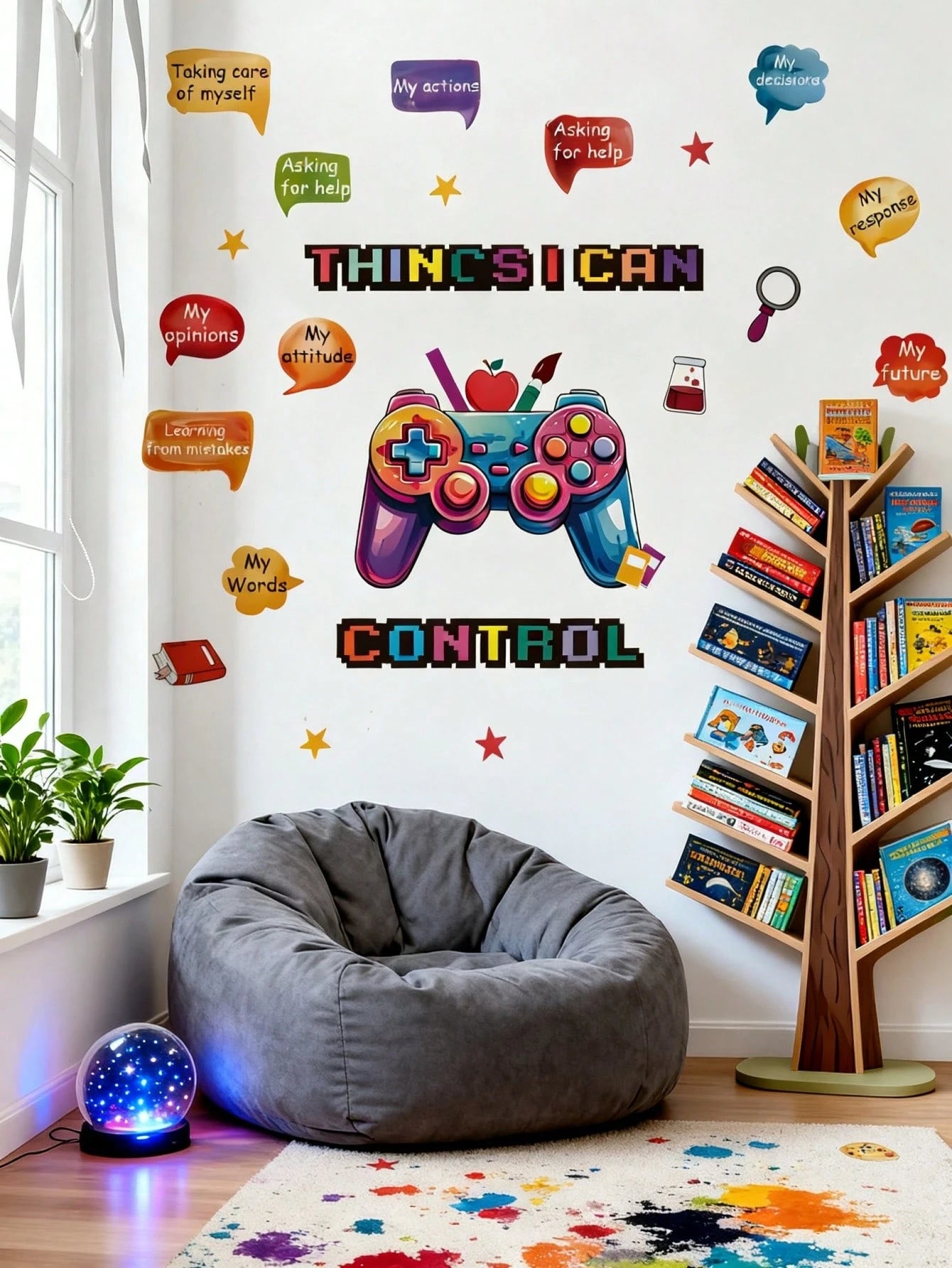 3D Broken Wall Game Controller Wall Stickers, Home Wall Art Decor, Boy Nursery Bedroom Accessories, Cool Toddler Kids Room Decor For Boys Gaming Room