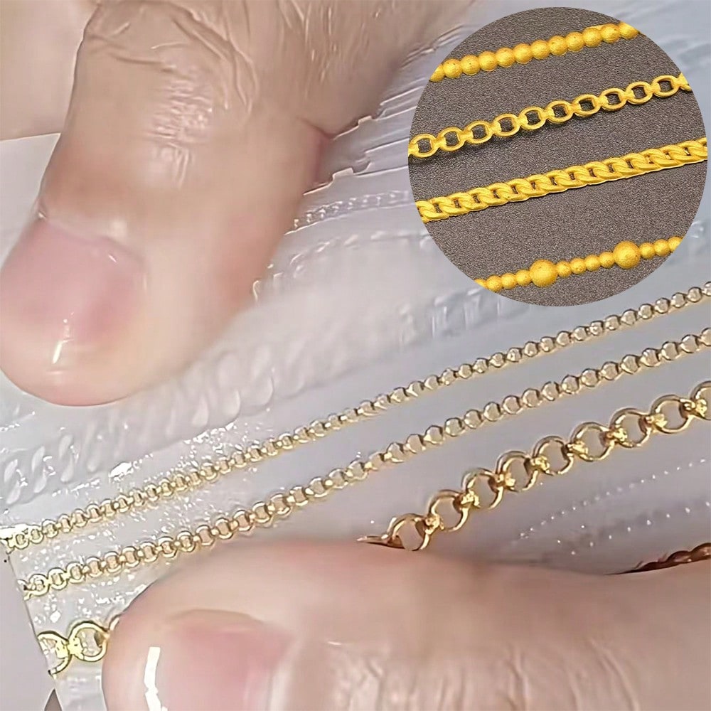 3D Retro Chain Nail Art Mold, Mini Pearl Chain Rhinestone Nail Art Decoration Design, DIY Handmade Nail Art, Reusable Silicone Soft Film, Nail Salon Accessories And Tools (2/1pc )