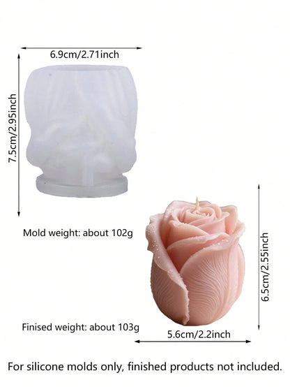 3D Rose Pillar Candle Silicone Mold, Premium Soft Silicone Material, Flexible And Easy To Demold, Durable, Suitable For Soy Wax, Plaster, Handmade Soap And Other Materials, DIY Romantic Rose Aromather