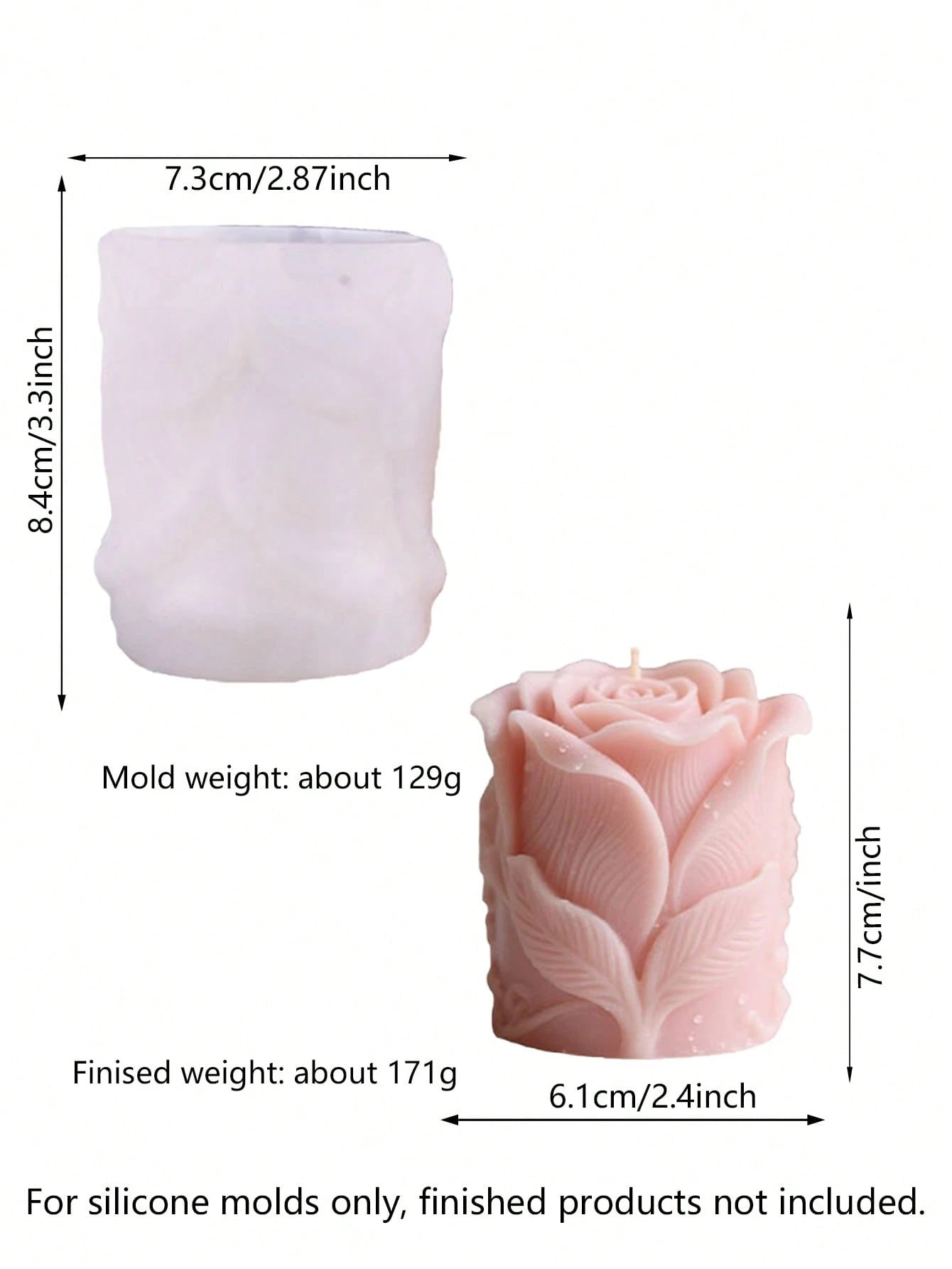 3D Rose Pillar Candle Silicone Mold, Premium Soft Silicone Material, Flexible And Easy To Demold, Durable, Suitable For Soy Wax, Plaster, Handmade Soap And Other Materials, DIY Romantic Rose Aromather