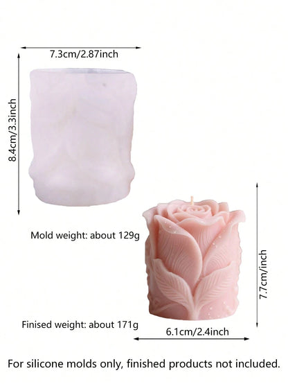 3D Rose Pillar Candle Silicone Mold, Premium Soft Silicone Material, Flexible And Easy To Demold, Durable, Suitable For Soy Wax, Plaster, Handmade Soap And Other Materials, DIY Romantic Rose Aromather