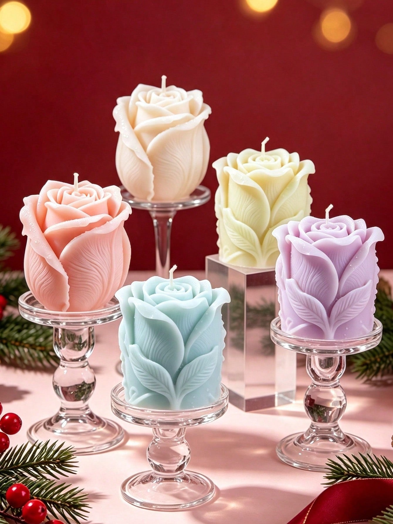 3D Rose Pillar Candle Silicone Mold, Premium Soft Silicone Material, Flexible And Easy To Demold, Durable, Suitable For Soy Wax, Plaster, Handmade Soap And Other Materials, DIY Romantic Rose Aromather