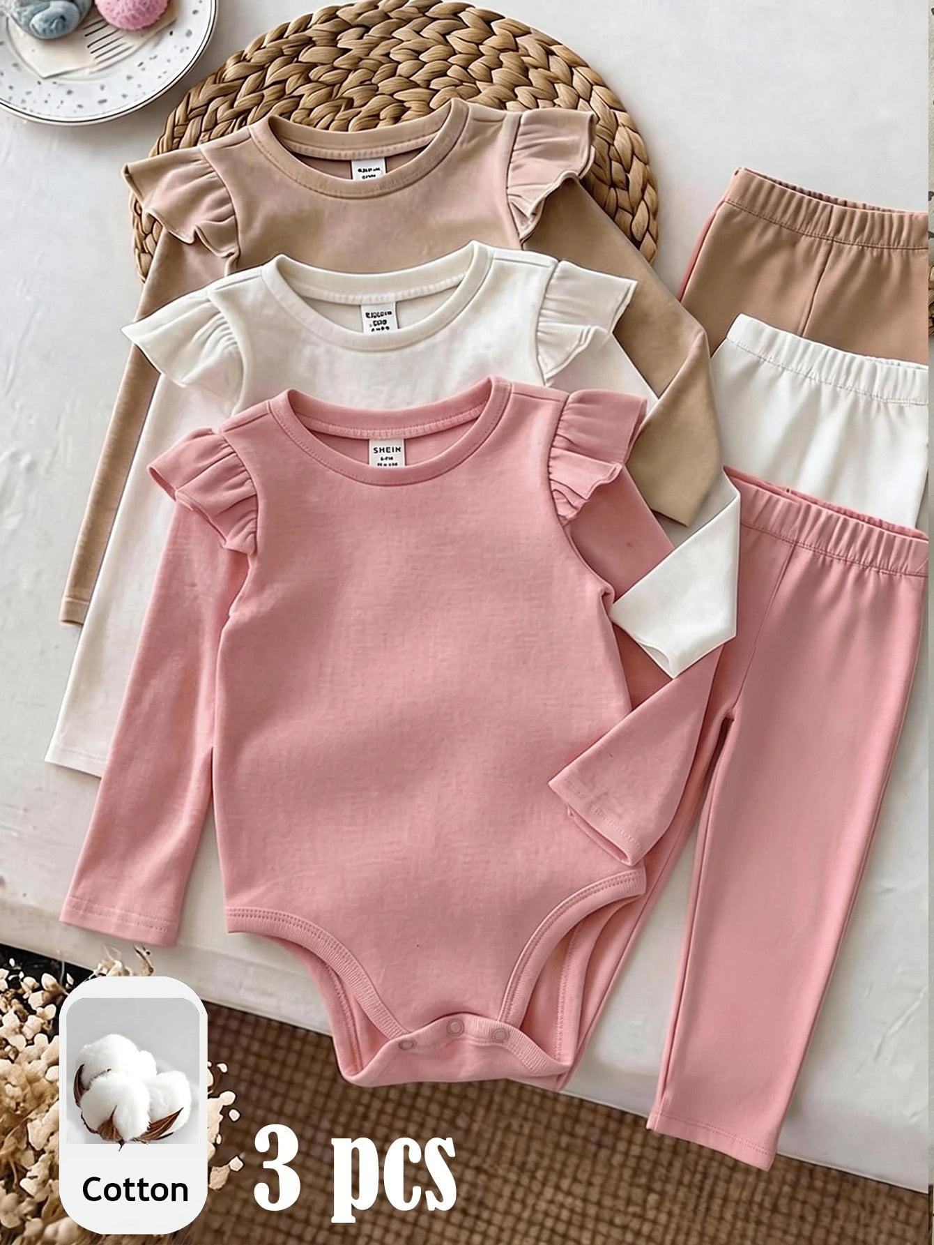 3PCS Baby Girls Bodysuits