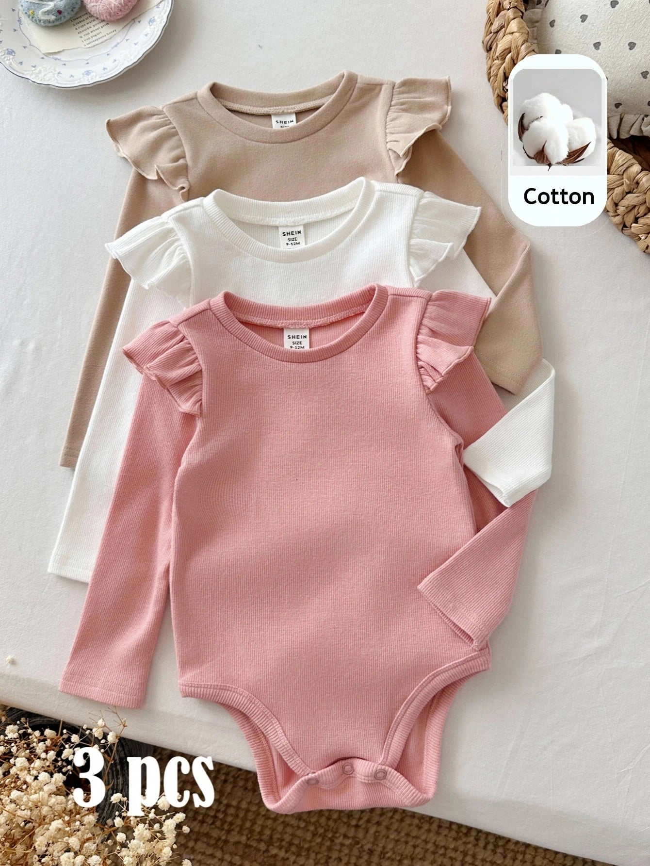3PCS Baby Girls Bodysuits