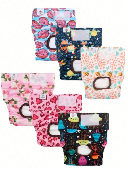3PCS Random Color (3-Pack) Washable & Reusable Premium Female Dog Diapers, Anti-Leakage Diaper Pants, Suitable For Medium, Large, Small Dogs, Puppies, Heat Period