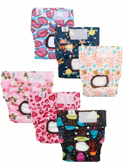 3PCS Random Color (3-Pack) Washable & Reusable Premium Female Dog Diapers, Anti-Leakage Diaper Pants, Suitable For Medium, Large, Small Dogs, Puppies, Heat Period