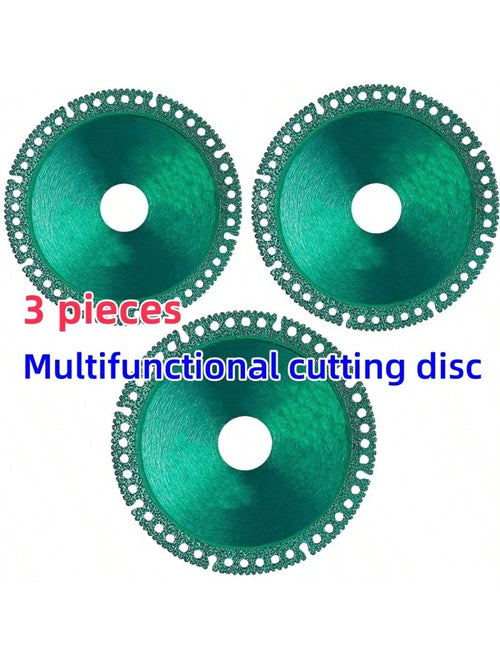 3pcs Rhinestone Saw Blades Cutting Discs, 4"X 1/25"X 4/5" Rhinestone Cutting Wheel Grinding Disc, Fits 7/8" Arbor, Quickly Cuts Through All Materials For Smooth Cutting, Chamfering, Grinding Use On Ti