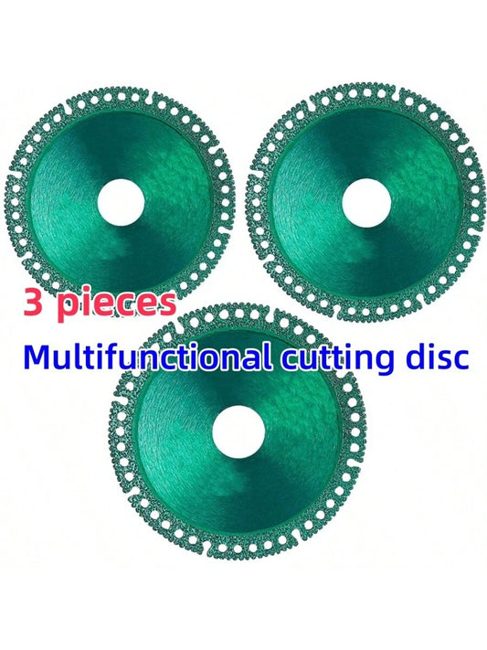 3pcs Rhinestone Saw Blades Cutting Discs, 4"X 1/25"X 4/5" Rhinestone Cutting Wheel Grinding Disc, Fits 7/8" Arbor, Quickly Cuts Through All Materials For Smooth Cutting, Chamfering, Grinding Use On Ti