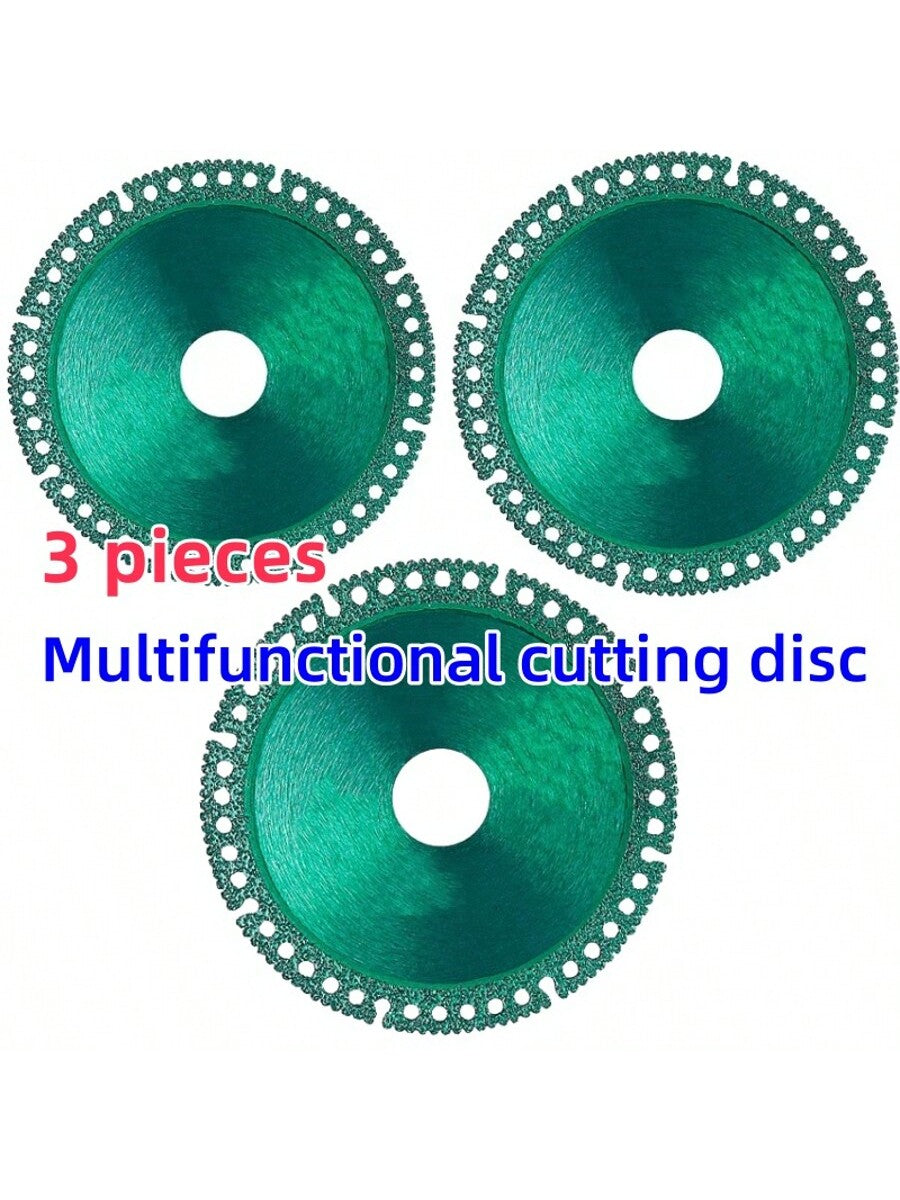3pcs Rhinestone Saw Blades Cutting Discs, 4"X 1/25"X 4/5" Rhinestone Cutting Wheel Grinding Disc, Fits 7/8" Arbor, Quickly Cuts Through All Materials For Smooth Cutting, Chamfering, Grinding Use On Ti