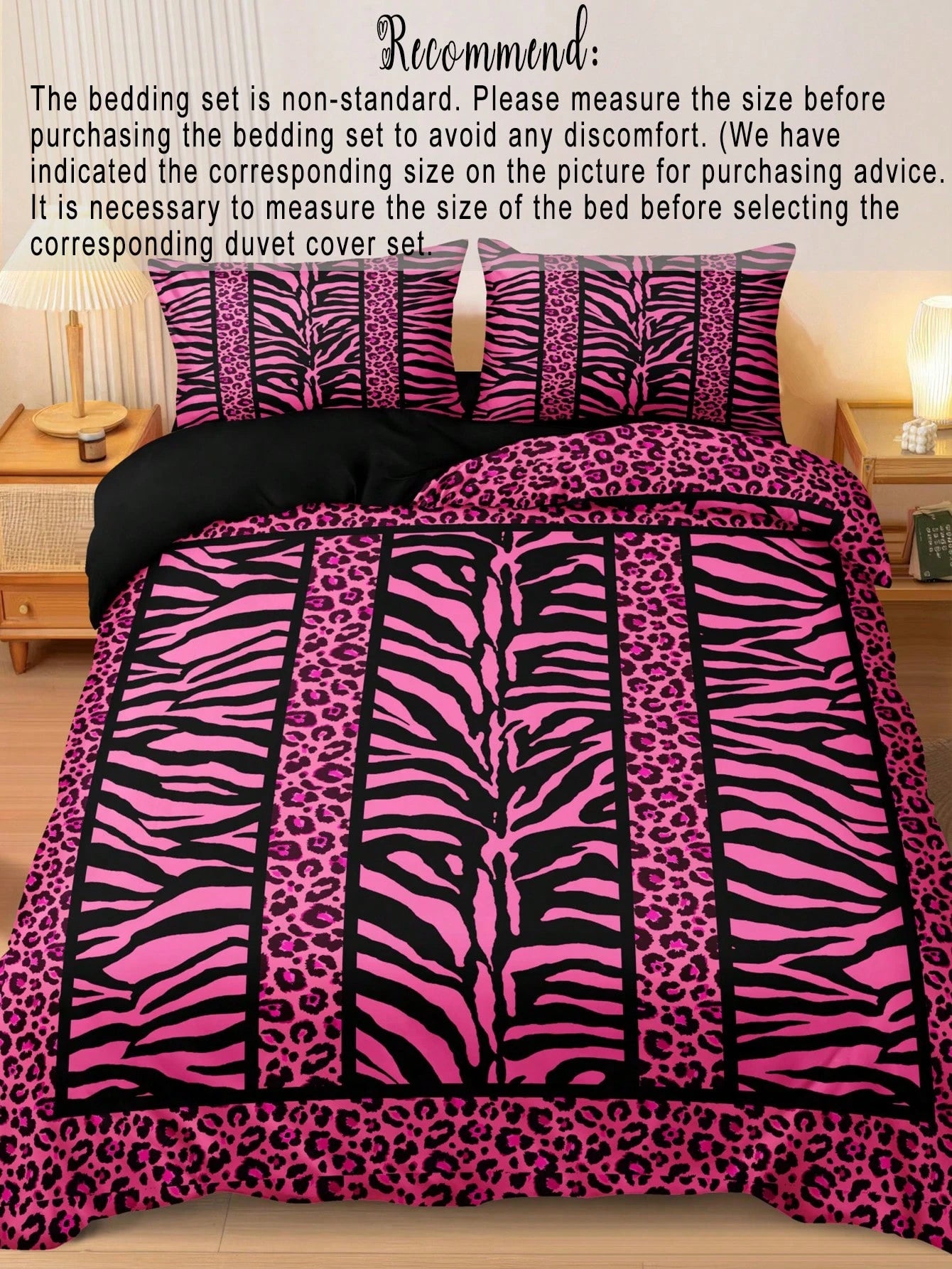 3pcs Rose, Leopard, Zebra Print Bedding Set (1 Duvet Cover + 2 Pillowcases, Comforter Not Included), Soft Polyester Fabric For Daily Use, Suitable For Bedroom All Year Round, Striking Animal Patterns