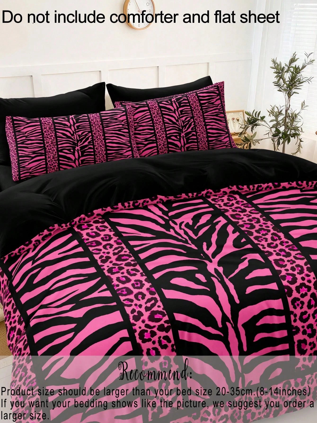 3pcs Rose, Leopard, Zebra Print Bedding Set (1 Duvet Cover + 2 Pillowcases, Comforter Not Included), Soft Polyester Fabric For Daily Use, Suitable For Bedroom All Year Round, Striking Animal Patterns