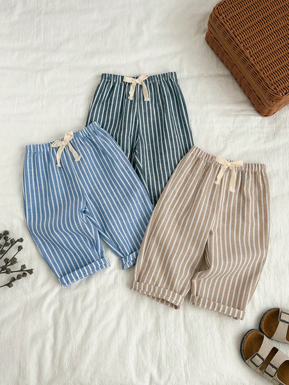 3pcs/Set Baby Boy Casual Autumn/Winter Solid Color Versatile Corduroy Long Pants, All-Match Long Pants Multi-Pack