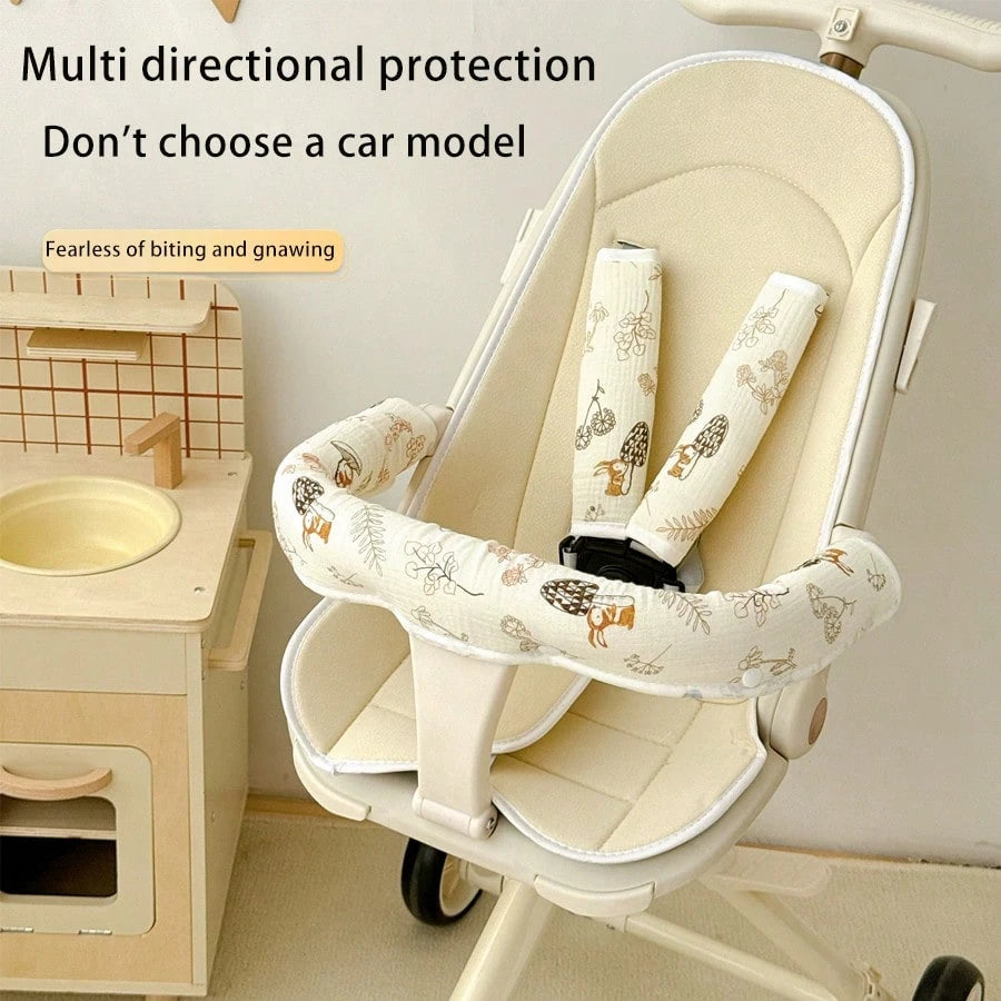 3pcs/Set Baby Stroller Handle Grip Cover, Harness Shoulder Pad, Removable & Washable, 3D Honeycomb Breathable Design, Universal Stroller Accessories