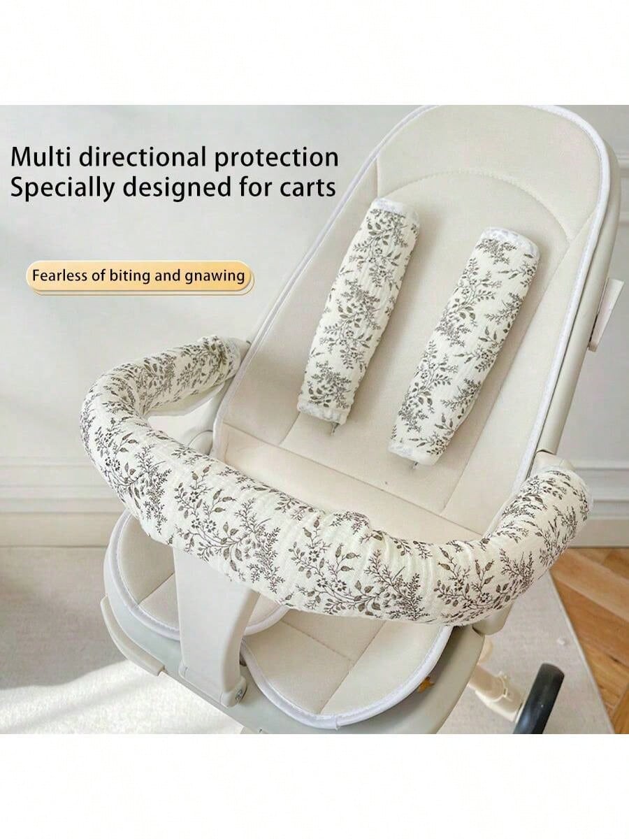 3pcs/Set Baby Stroller Handle Grip Cover, Harness Shoulder Pad, Removable & Washable, 3D Honeycomb Breathable Design, Universal Stroller Accessories