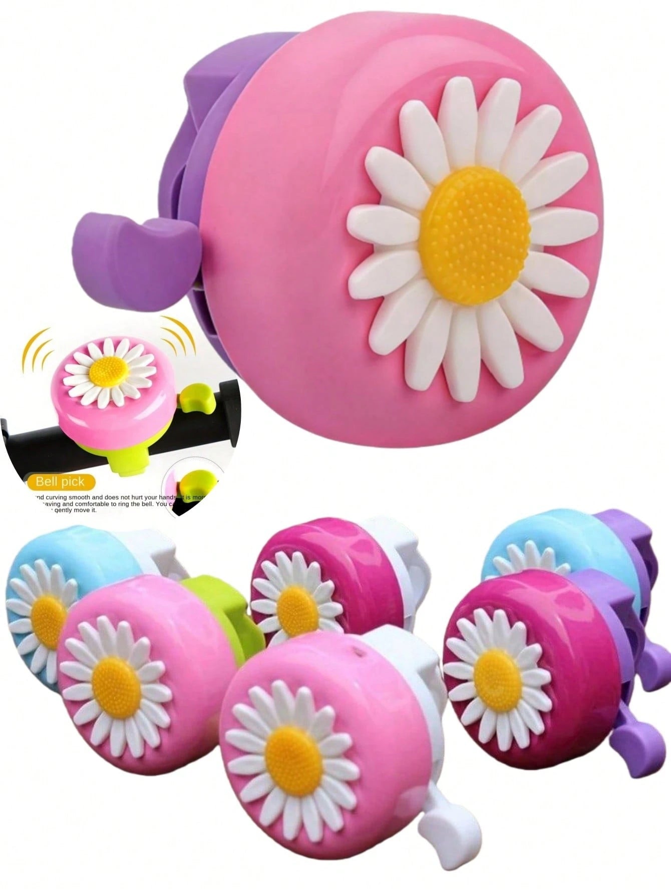 3pcs/Set Bicycle Ribbon Bell Kit, 1pc Bicycle Bell & 1 Pair Bicycle Handle Grip Ribbons, Bicycle Accessories, Cycling Accessories