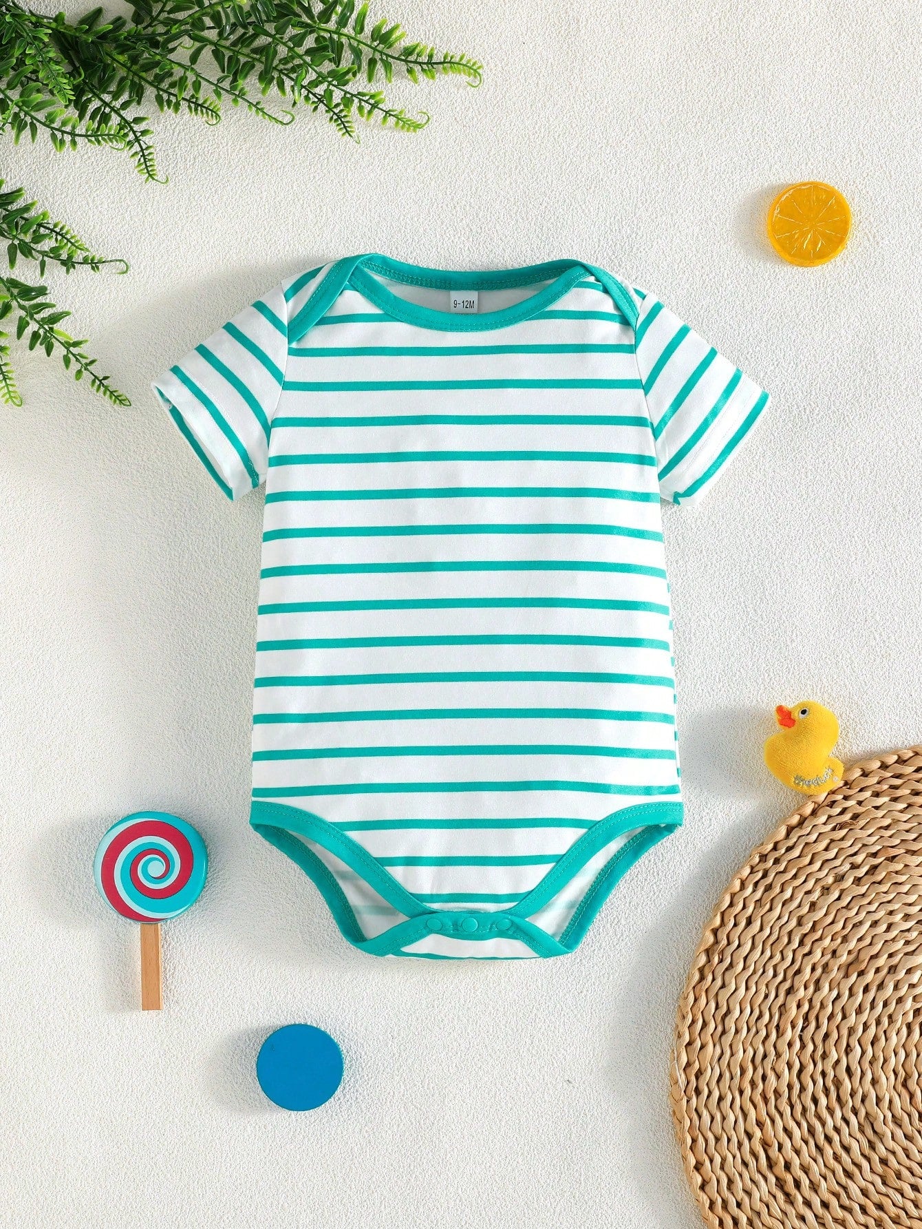 3pcs/Set Newborn Baby Cute Duck Print Outdoor Casual Bodysuit, Short Sleeve Summer Bodysuit
