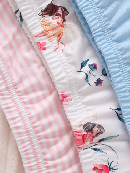 3pcs Set Newborn Simple Fashion Cute Cartoon Print Long Sleeve Long Dress Sleepwear