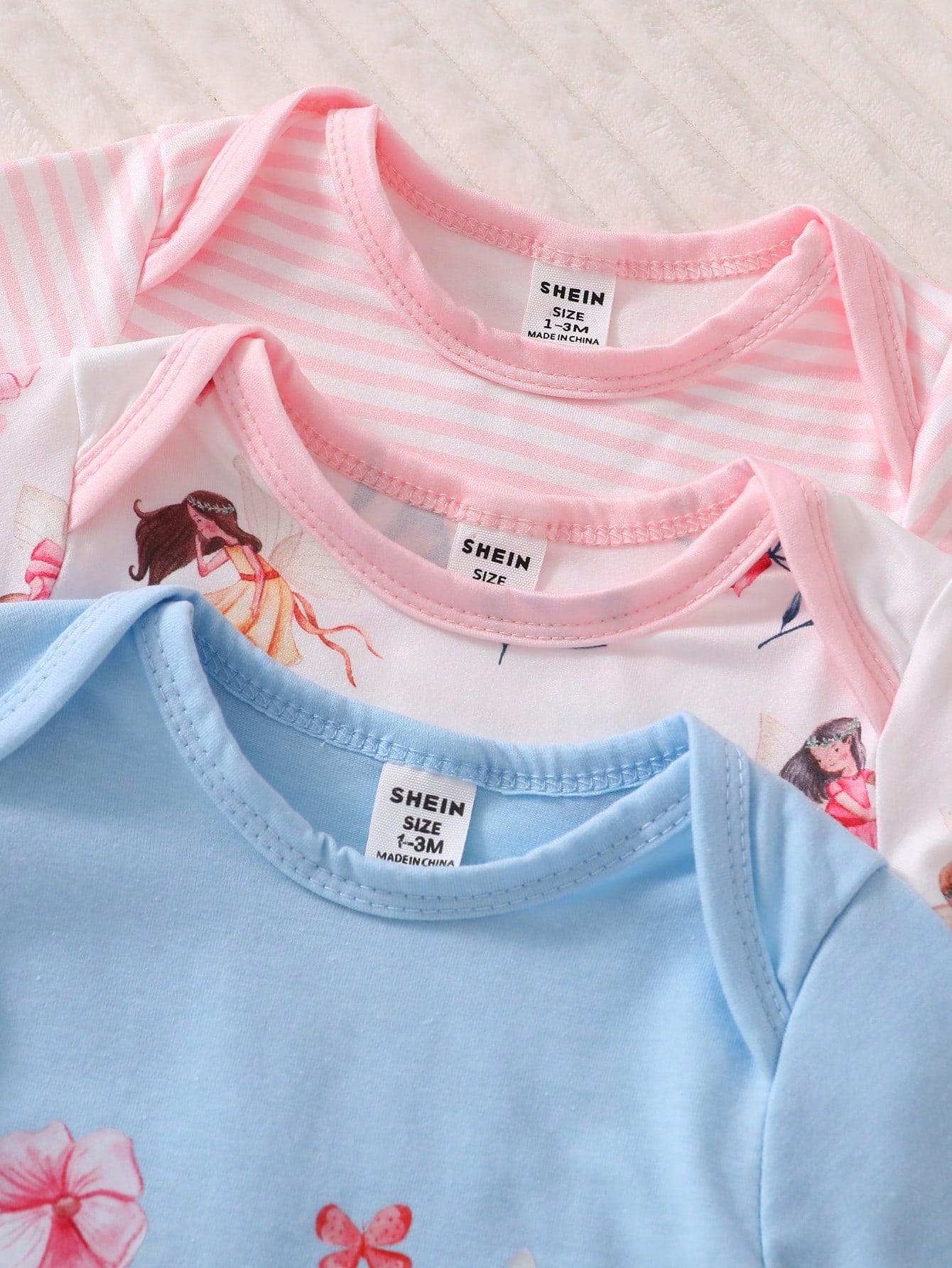 3pcs Set Newborn Simple Fashion Cute Cartoon Print Long Sleeve Long Dress Sleepwear
