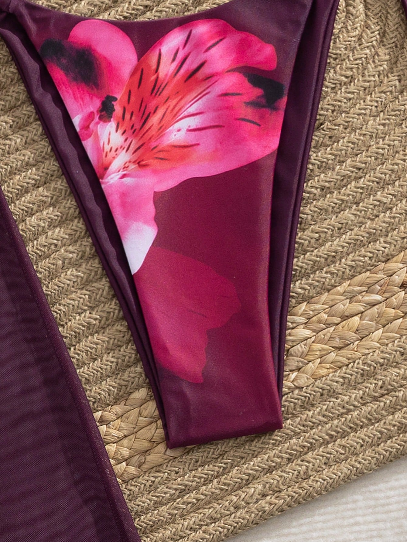 3pcs/Set Women's Summer Floral Print Halter Neck Tied Skirt And Bikini Swimsuit Vacation Beach