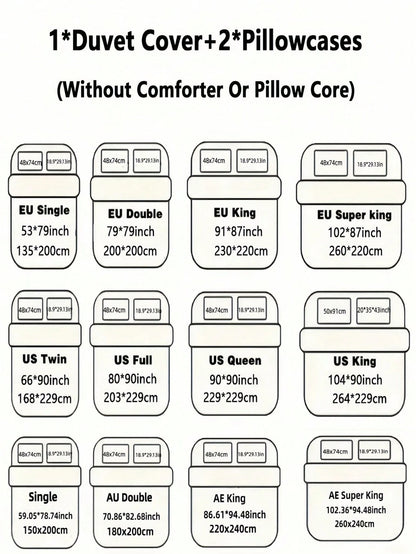 3pcs Soft & Comfortable Brushed Fabric Bedding Set (1*Duvet Cover + 2*Pillowcases, Excluding Filler), French Pastoral Style, Korean Princess Style, Suitable For Bedroom, Guest Room, Boys & Girls, Mach