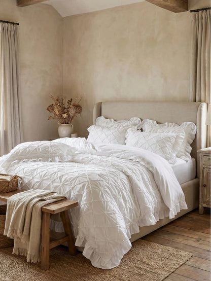 3pcs Soft & Comfortable Brushed Fabric Bedding Set (1*Duvet Cover + 2*Pillowcases, Excluding Filler), French Pastoral Style, Korean Princess Style, Suitable For Bedroom, Guest Room, Boys & Girls, Mach