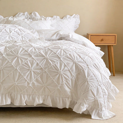 3pcs Soft & Comfortable Brushed Fabric Bedding Set (1*Duvet Cover + 2*Pillowcases, Excluding Filler), French Pastoral Style, Korean Princess Style, Suitable For Bedroom, Guest Room, Boys & Girls, Mach
