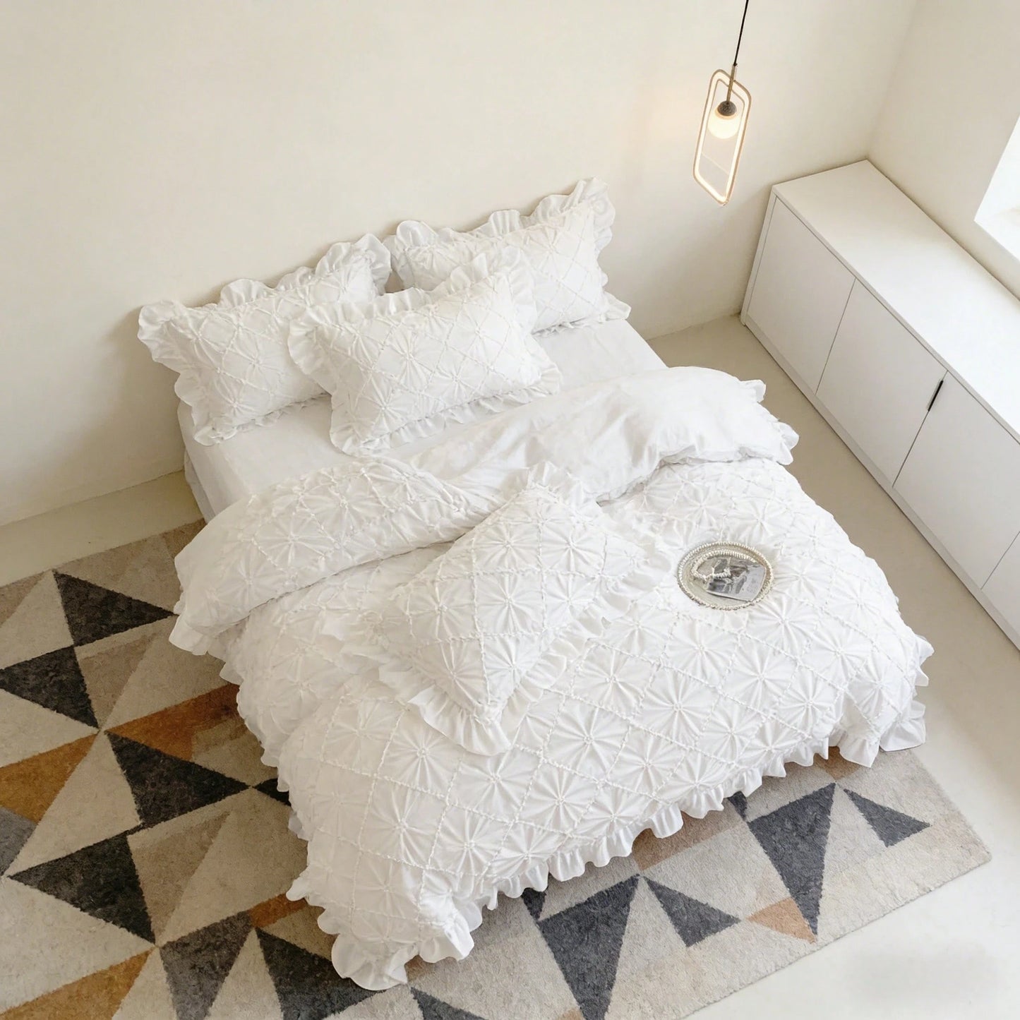 3pcs Soft & Comfortable Brushed Fabric Bedding Set (1*Duvet Cover + 2*Pillowcases, Excluding Filler), French Pastoral Style, Korean Princess Style, Suitable For Bedroom, Guest Room, Boys & Girls, Mach