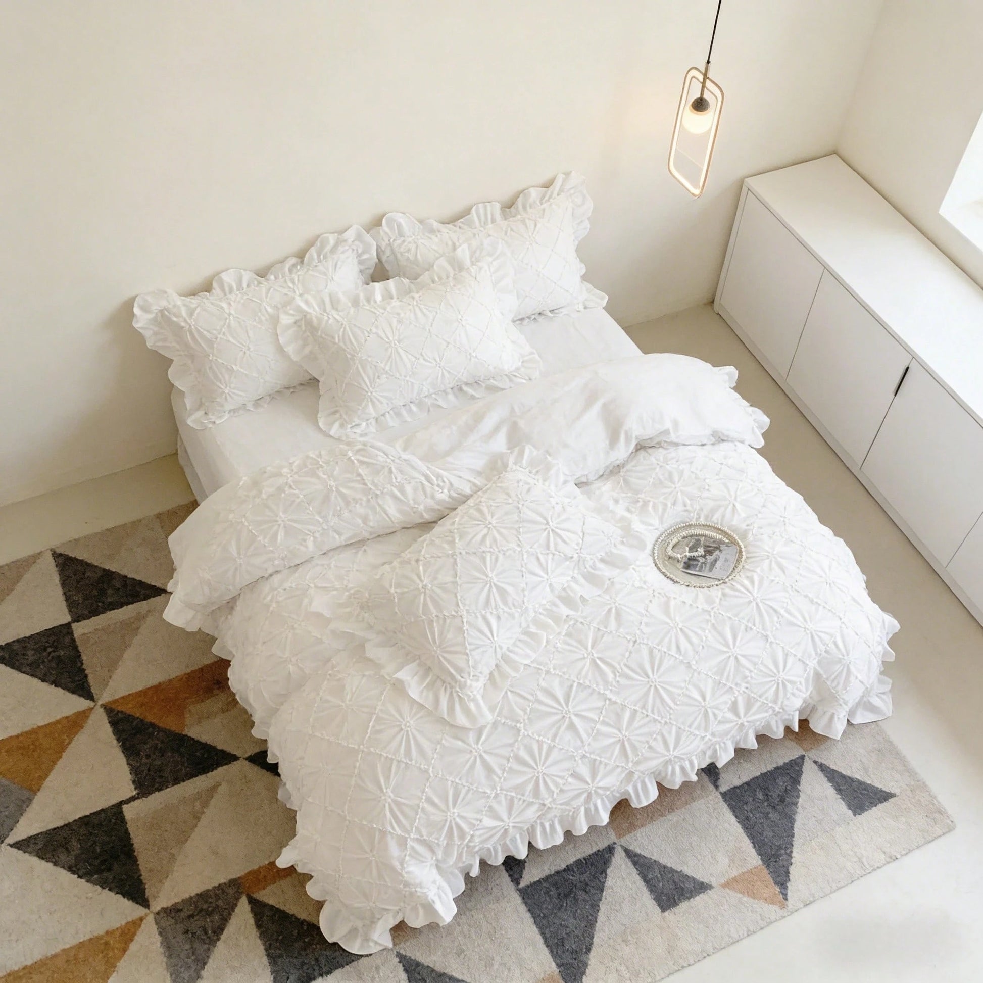 3pcs Soft & Comfortable Brushed Fabric Bedding Set (1*Duvet Cover + 2*Pillowcases, Excluding Filler), French Pastoral Style, Korean Princess Style, Suitable For Bedroom, Guest Room, Boys & Girls, Mach