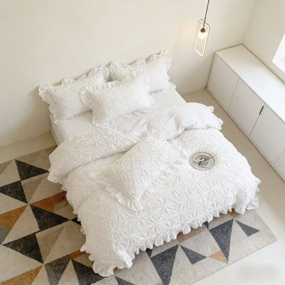 3pcs Soft & Comfortable Brushed Fabric Bedding Set (1*Duvet Cover + 2*Pillowcases, Excluding Filler), French Pastoral Style, Korean Princess Style, Suitable For Bedroom, Guest Room, Boys & Girls, Mach