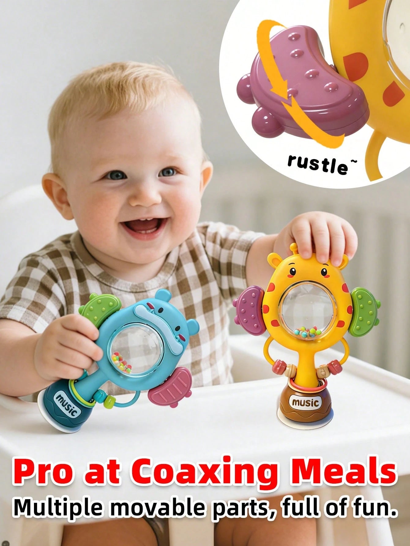 3pcs Suction Cup Rotating Toys, Baby And Toddler Sensory Fidget Toys, Suitable For Bath And High Chair Baby Sensory Toys, Great Gift For Toddlers