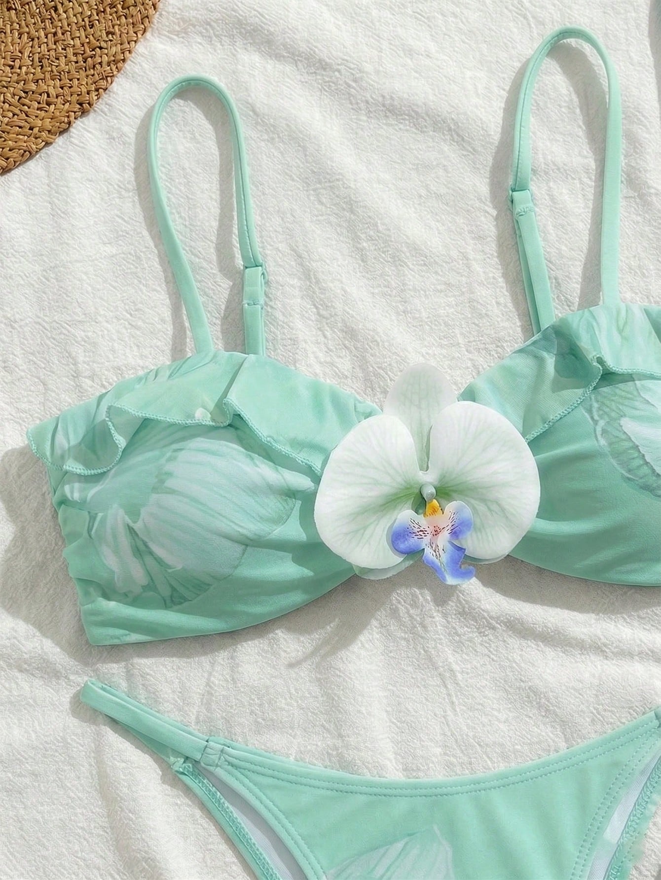 3pcs Women Floral Print Elegant Sexy Backless Tie Knot 3D Flower Skirt Bikini Set, Suitable For Beach & Resort Wear, Spring/Summer Vacation