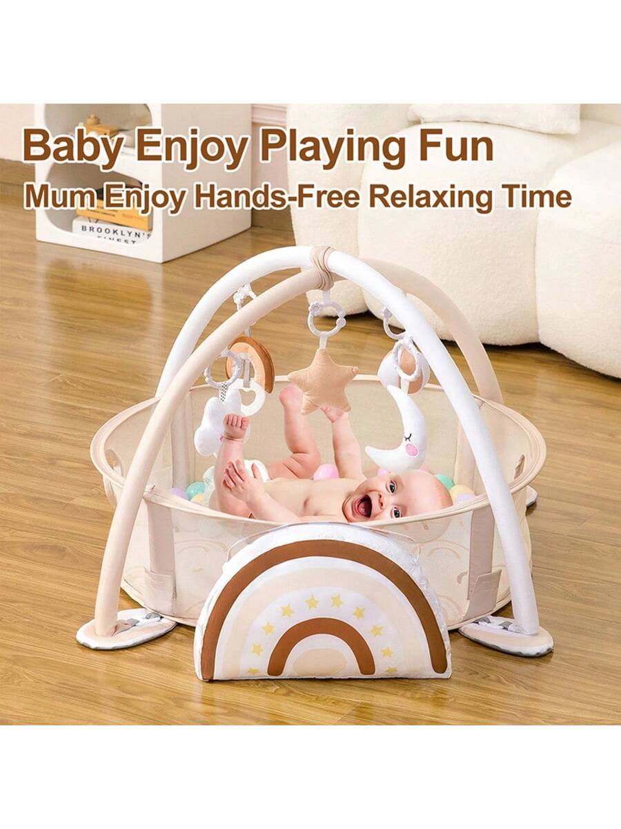 4-In-1 Baby Play Mat Baby Gym,Tummy Time Mat For Floor Activity Gym Ball Pit Including 30 Balls With 5 Infant Learning Sensory Baby Toys For Newborn