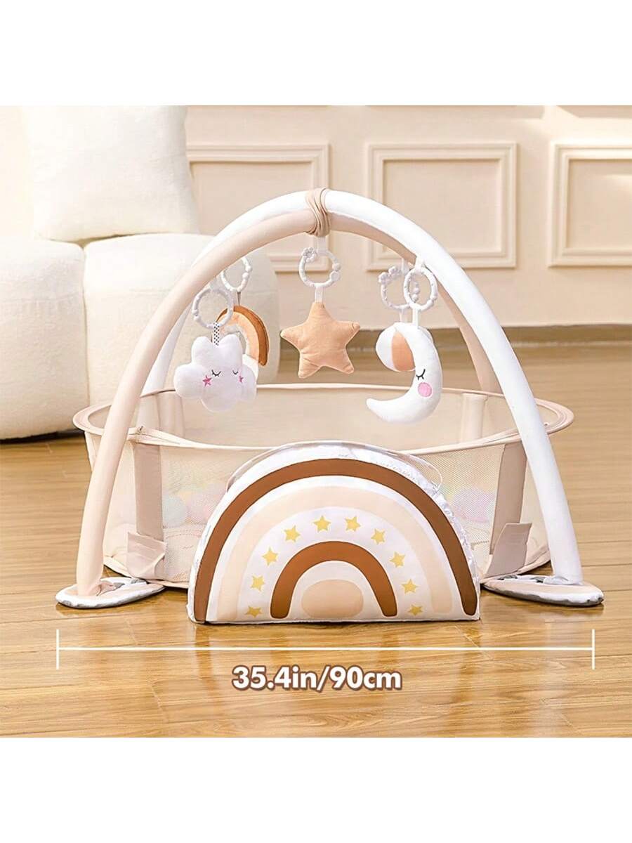 4-In-1 Baby Play Mat Baby Gym,Tummy Time Mat For Floor Activity Gym Ball Pit Including 30 Balls With 5 Infant Learning Sensory Baby Toys For Newborn
