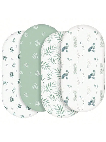 4 Packs Bassinet Sheets, Bassinet Sheets For Baby Boy And Girl, Bassinet Sheet Neutral, Fit For Rectangle, Round, Oval Mattress, Flexible For Different Bassinet Pad/Mattress Love Valentine