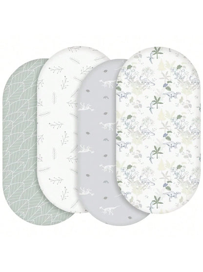4 Packs Bassinet Sheets, Bassinet Sheets For Baby Boy And Girl, Bassinet Sheet Neutral, Fit For Rectangle, Round, Oval Mattress, Flexible For Different Bassinet Pad/Mattress Love Valentine