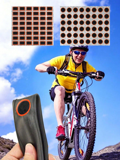 48pcs/96pcs Rubber Bike Tire Patches Circular And Square No Glue Needed Repair Tool For Bicycling Accessories Durable Protection For Mountain And Road Bikes